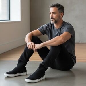 Givenchy George V Mens High Top Sock Sneakers Black‎ Knit Logo Tape EU 45 US 12